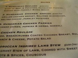 Gluten-free or gluten-free possible items actually noted on the menu! Yay!