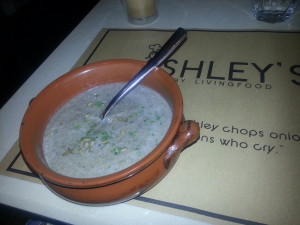 The mushroom soup - creamy and delicious! 
