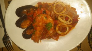 The seafood pasta, with the gluteny pasta substituted with rice noodles! :) They are very accommodating with alterations. 