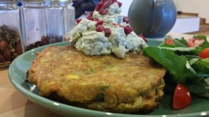 Veggie Fritters with Hummus - Daisy's fave!