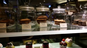 Bisou has a few choices of gf cookies and brownies, including a walnut brownie and an orange brownie (far right, top row). 