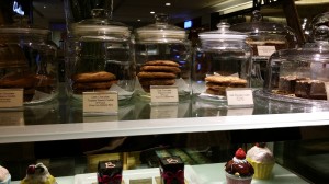 Bisou has a few choices of gf cookies and brownies, including a walnut brownie and an orange brownie (far right, top row).