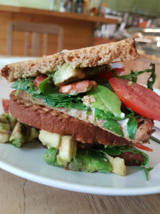 World's most amazing gluten-free, vegan sandwich at Muffin Queen Cafe, Neukoelln